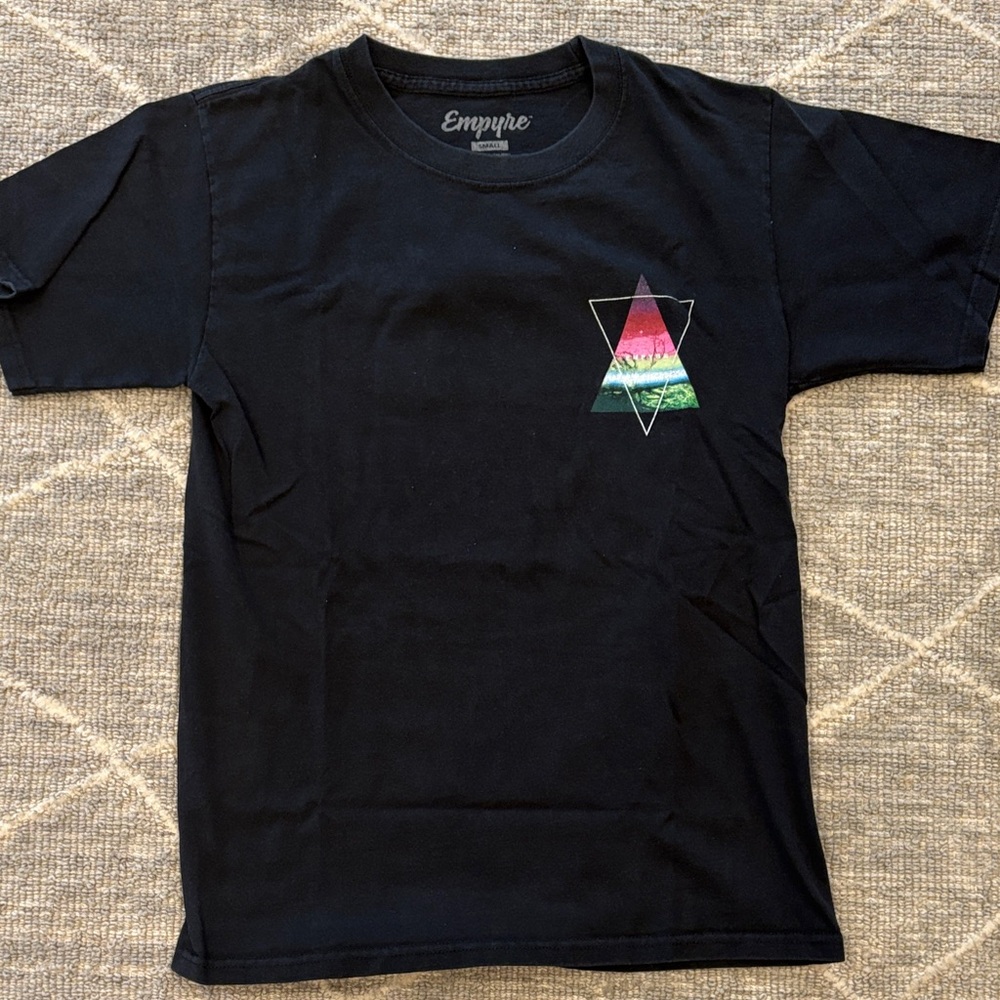 Empyre Black Tee with Vibrant Triangle Design
